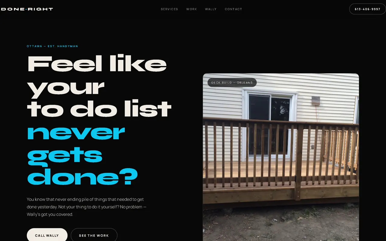 Done Right Handyman website on desktop